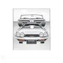 datsun 1600 roadster front end drawing with license plate that say 1958  tattoo design idea