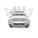 datsun 1600 roadster front end drawing with license plate that say 1958  tattoo design idea