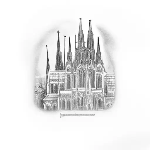 Gothic cathedral with musical notes tattoo design idea