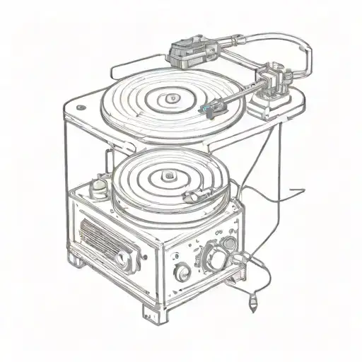 Record Player with 2 vinyl tattoo design idea