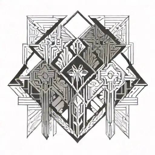 art deco architecture patterns tattoo design idea
