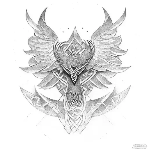celtic tribal and eagel tattoo design idea