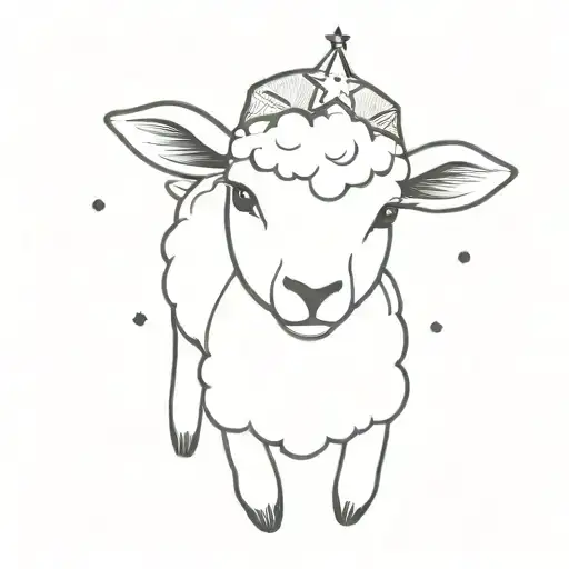cute lamb wearing star hat  tattoo design idea