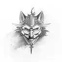 cuervo con zorro tattoo design idea