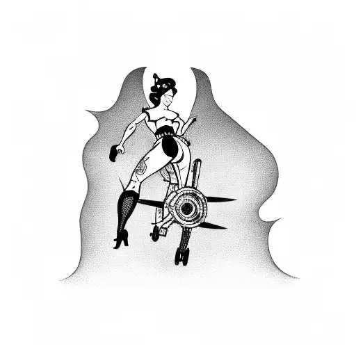 PINUP GIRL RIDING A MISSILE tattoo design idea