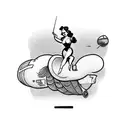 PINUP GIRL RIDING A MISSILE tattoo design idea