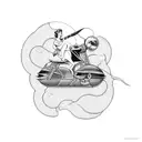 PINUP GIRL RIDING A MISSILE tattoo design idea