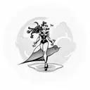 PINUP GIRL RIDING A MISSILE tattoo design idea
