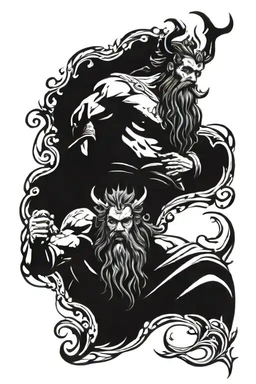 zeus and hades Greek god tattoo design idea
