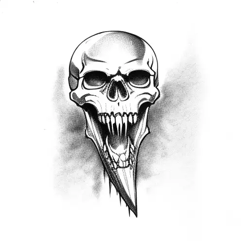 Viking skull with vampire fangs  tattoo design idea