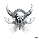 Viking skull with vampire fangs  tattoo design idea