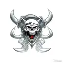 Viking skull with vampire fangs  tattoo design idea