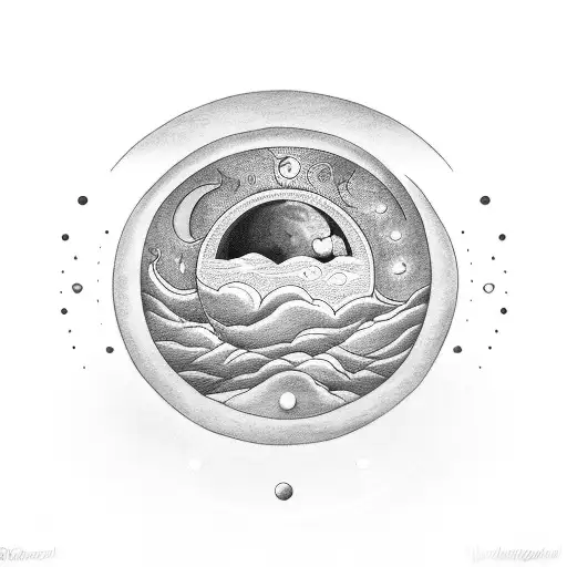 Perfume bottle with a crescent moon, full moon, and sun inside it tattoo design idea