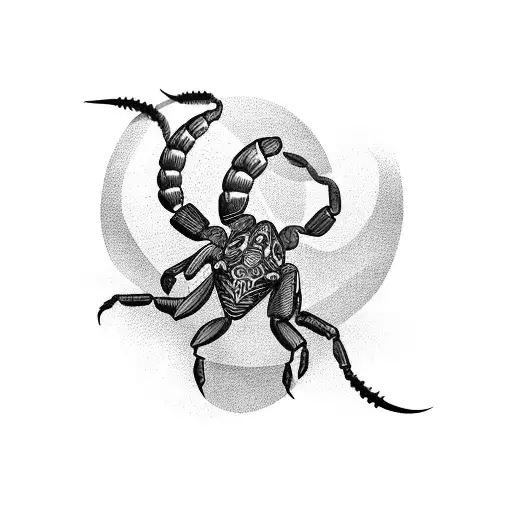 scorpion with red eyes and black aura tattoo design idea