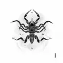 scorpion with red eyes and black aura tattoo design idea