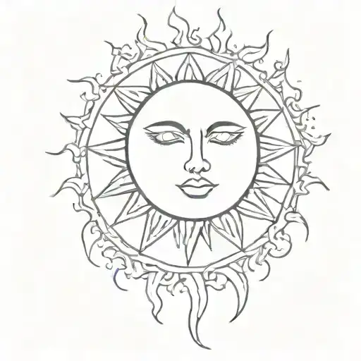 sun and moon inside tattoo design idea