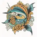 marlin leaping tattoo design idea
