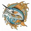 marlin leaping tattoo design idea