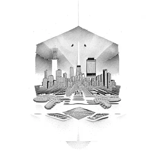 moche culture with chicago skyline tattoo design idea