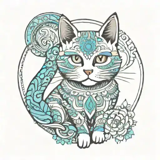 Mandala cat  tattoo design idea