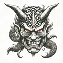 oni demon mask tattoo design idea