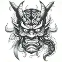 oni demon mask tattoo design idea