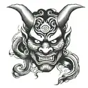 oni demon mask tattoo design idea