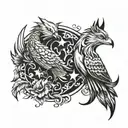 Phoenix and wolf  tattoo design idea