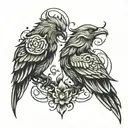 Phoenix and wolf  tattoo design idea