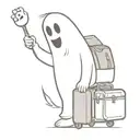 silly ghost traveling with luggage bags tattoo design idea
