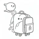 silly ghost traveling with luggage bags tattoo design idea