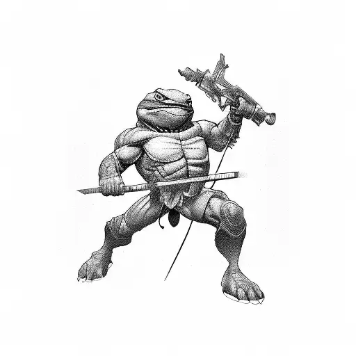 ninja turtle in the gym tattoo design idea
