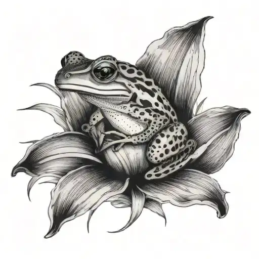 alabama cahaba lily and frog tattoo design idea