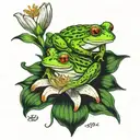 alabama cahaba lily and frog tattoo design idea
