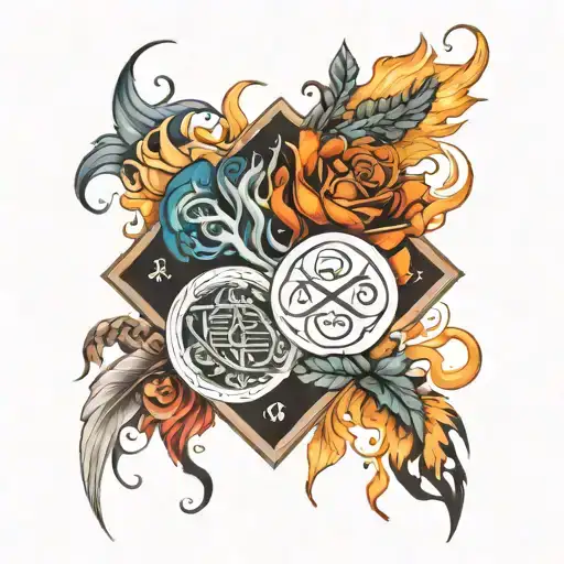4 person tattoo using the four elements   tattoo design idea