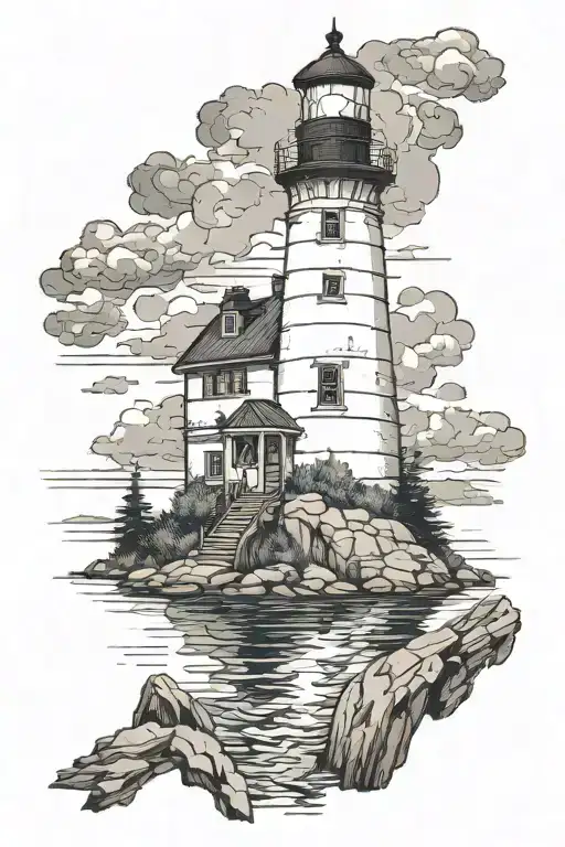 Lake Huron, Poe Reef Lighthouse tattoo design idea
