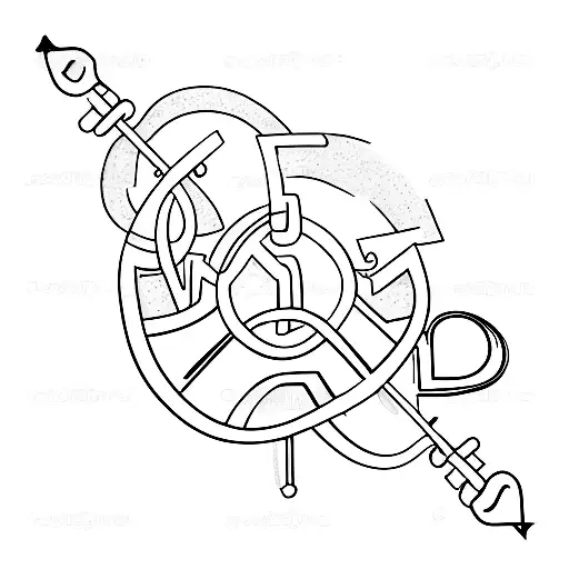 Letters "J", "M" and "P" that looks like a telescope tattoo design idea