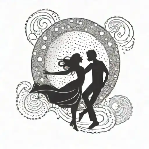 couple, dancing, moon tattoo design idea