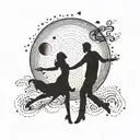 couple, dancing, moon tattoo design idea