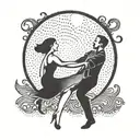 couple, dancing, moon tattoo design idea