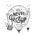 never give up writing tattoo design idea