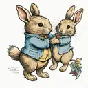 Peter rabbit and Winnie the pooh holding hands tattoo design idea