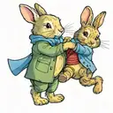 Peter rabbit and Winnie the pooh holding hands tattoo design idea