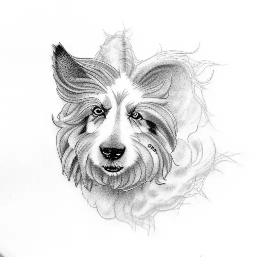 microrealisme sheepdog on leg tattoo design idea