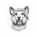 microrealisme sheepdog on leg tattoo design idea