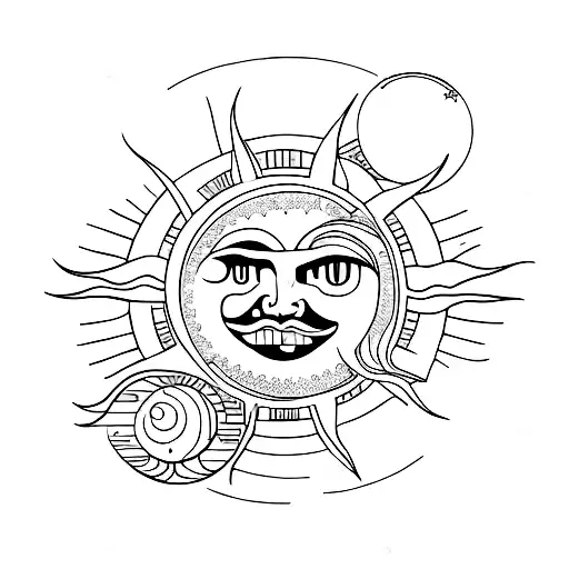 Sun and Moon tattoo design idea