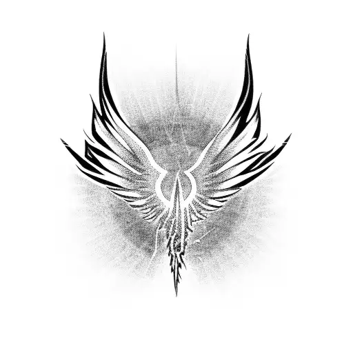 neotribal black Flames wings tattoo design idea