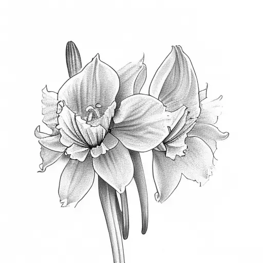 two daffodils tattoo design idea
