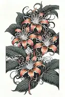 red spider lily with vines wrapping the arm sleeve tattoo design idea