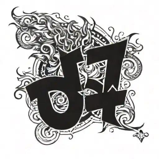 DAZZY con letras prendidas en fuego con logo musical de trap tattoo design idea
